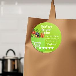 Grocery Delivery Service Thank You Review Stars Runder Aufkleber
