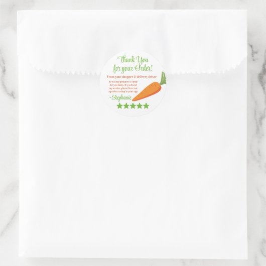 Grocery Delivery Service Thank You Review Stars Runder Aufkleber (Tasche)