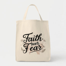 Grocery Tote Bag with Bible Faith Over Fear Floral Tragetasche