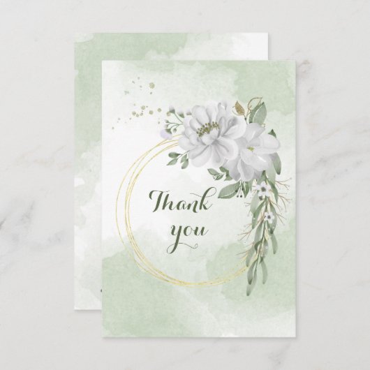 Grödner Kranz mit weißer Blume dank Karte (Vorne/Hinten)