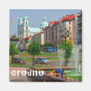 Grodno Belarus Architektur Stadt Aussicht Menschen Magnet