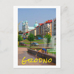 Grodno Belarus Architektur Stadt Aussicht Menschen Postkarte