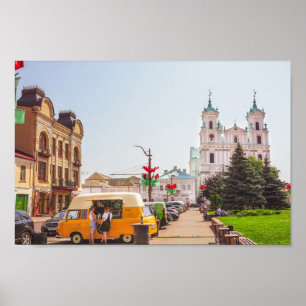 Grodno Belarus Stadt Architektur Leben Menschen Poster
