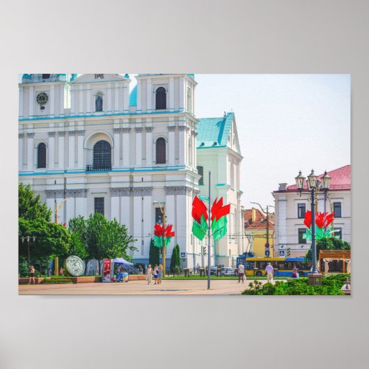 Grodno Belarus Stadt Architektur Leben Menschen Poster (Vorne)