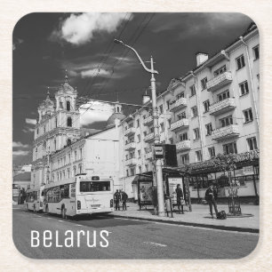 Grodno Weißrussland Stadtbild Stadt Aussicht Rechteckiger Pappuntersetzer