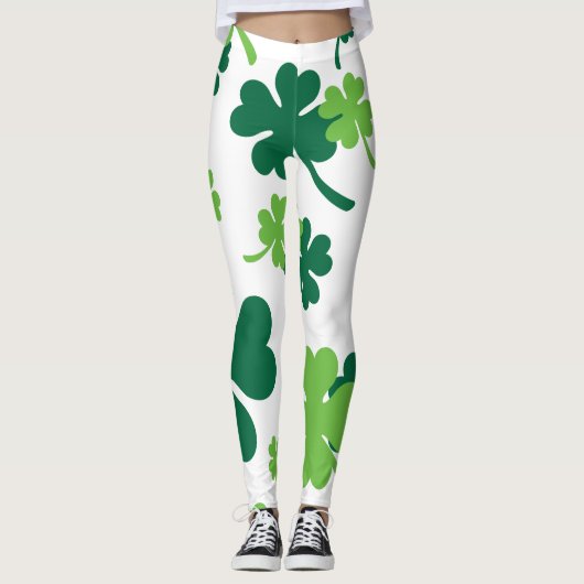 Groen klavertje vier blaadjes. St. Patrick's Day Leggings (Vorderseite)