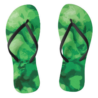 Groene teenslippers met wolkig abstract desgin badesandalen