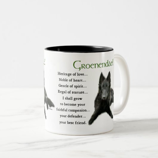 Groenendael Belgisches Schaffenhund Zweifarbige Tasse (VorderseiteRechts)