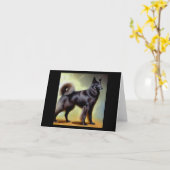 Groenendael Belgium Shepherd Dog Karte (Gelbe Blume)