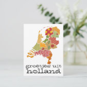 Groetjes Uit Holland Province Map Patchwork Style Postkarte (Stehend Vorderseite)