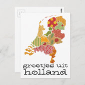 Groetjes Uit Holland Province Map Patchwork Style Postkarte (Vorne/Hinten)