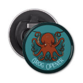 Grog Opener Angry Red Octopus Tentacles Cartoon Flaschenöffner (Vorderseite)