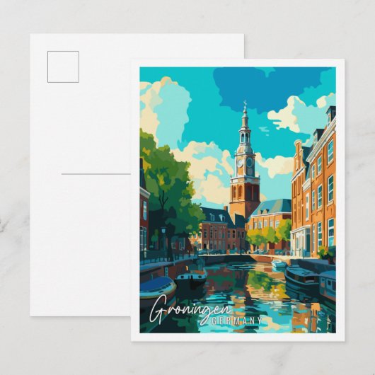 Groningen Deutschland - Illustration von Reisen Postkarte (Vorne/Hinten)