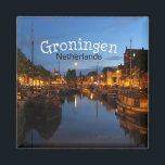 Groningen Netherlands Night Scene Kühlschrankmagne Magnet<br><div class="desc">Kühlschrank Magnete stellen sich eine dramatische Nachtszene in Groningen,  Niederlande vor.</div>
