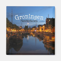 Groningen Netherlands Night Scene Kühlschrankmagne