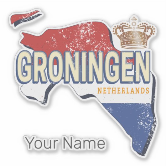 Groningen Netherlands Retro Map Vintag Aufkleber (Vorderseite)