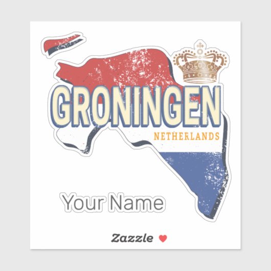 Groningen Netherlands Retro Map Vintag Aufkleber (Blatt)