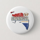 Groningen Netherlands Retro Map Vintag Button (Vorderseite)