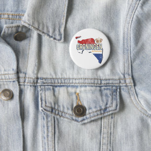 Groningen Netherlands Retro Map Vintag Button