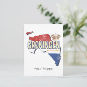 Groningen Netherlands Retro Map Vintag Feiertagspostkarte (Stehend Vorderseite)