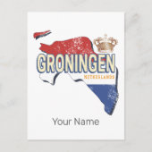 Groningen Netherlands Retro Map Vintag Feiertagspostkarte (Vorderseite)