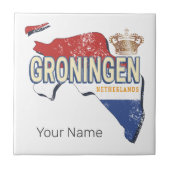Groningen Netherlands Retro Map Vintag Fliese (Vorderseite)