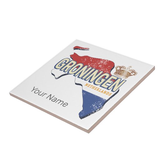 Groningen Netherlands Retro Map Vintag Fliese (Seite)