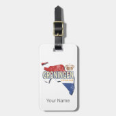 Groningen Netherlands Retro Map Vintag Gepäckanhänger (Vorderseite vertikal)