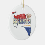 Groningen Netherlands Retro Map Vintag Keramik Ornament (Rechts)
