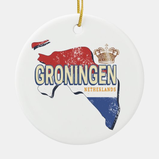 Groningen Netherlands Retro Map Vintag Keramik Ornament (Vorne)