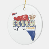 Groningen Netherlands Retro Map Vintag Keramik Ornament (Links)