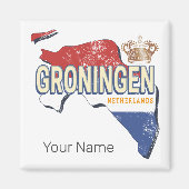 Groningen Netherlands Retro Map Vintag Magnet (Vorne)