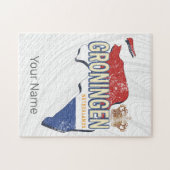 Groningen Netherlands Retro Map Vintag Puzzle (Horizontal)