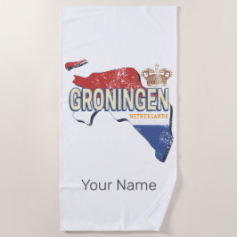 Groningen Netherlands Retro Map Vintag Strandtuch