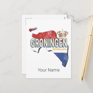 Groningen Niederlande Retro Karte Niederländisch V