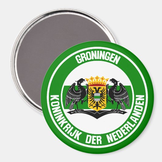 Groningen Round Emblem Magnet (Vorderseite/Rückseite)