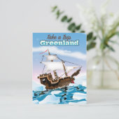 Grönland Cartoon Reiseplakat drucken. Postkarte (Stehend Vorderseite)