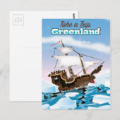 Grönland Cartoon Reiseplakat drucken. Postkarte (Vorne/Hinten)