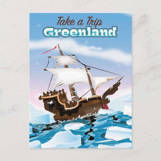 Grönland Cartoon Reiseplakat drucken. Postkarte (Vorderseite)