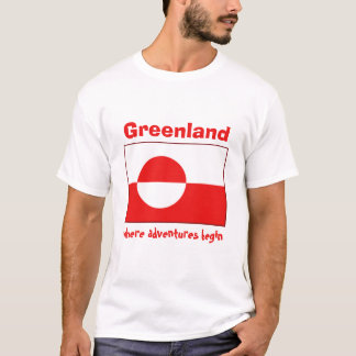 Grönland-Flagge + Karte + Text-T - Shirt