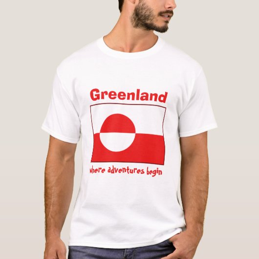 Grönland-Flagge + Karte + Text-T - Shirt (Vorderseite)