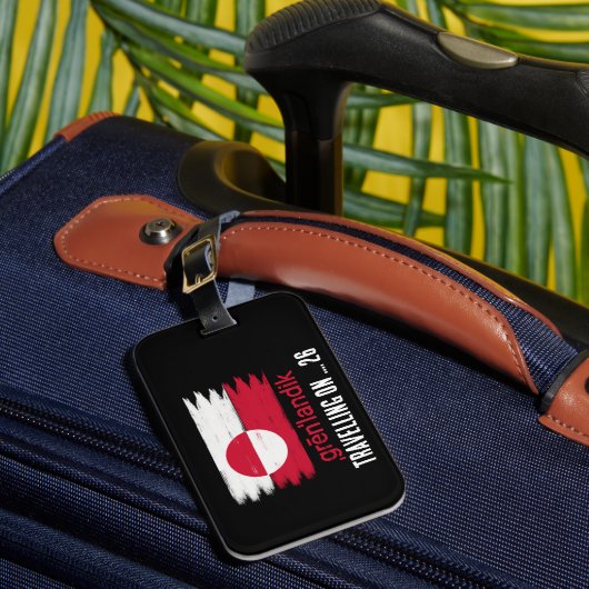 Grönland flagge mit Reisedatum   Gepäckanhänger (Vorderseite Insitu 1)