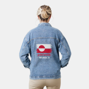 Grönland flagge mit Reisedatum Jeansjacke