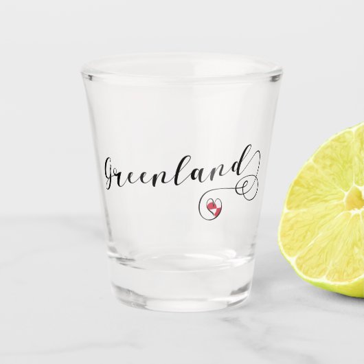 Grönland-Flaggen-Heftschrift Schnapsglas (Vorderseite)