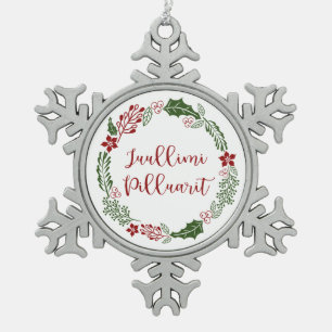 Grönland Frohe Weihnachtsfeier Juullimi Pilluari Schneeflocken Zinn-Ornament