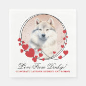Grönland Hund Hochzeit Napkins mit Hund-Foto Serviette (Vorderseite)
