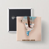 Grönland Illustriert Map Reiseplakat drucken. Button (Vorne & Hinten)