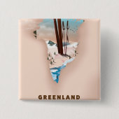 Grönland Illustriert Map Reiseplakat drucken. Button (Vorderseite)