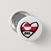 Grönland Land Code Flaggen Herz Button Abzeichen,  (Vorne & Hinten)