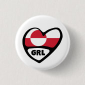 Grönland Land Code Flaggen Herz Button Abzeichen,  (Vorderseite)